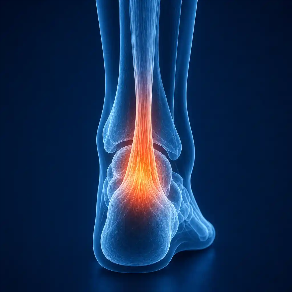 X-ray style visualization of Achilles tendon inflammation