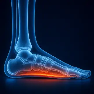 X-ray visualization of flat foot and low arch condition