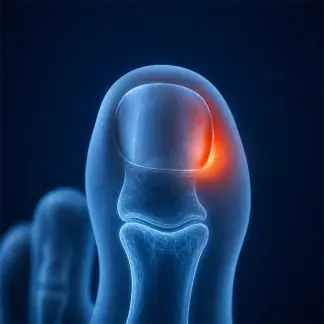 X-ray visualization of an ingrown toenail condition