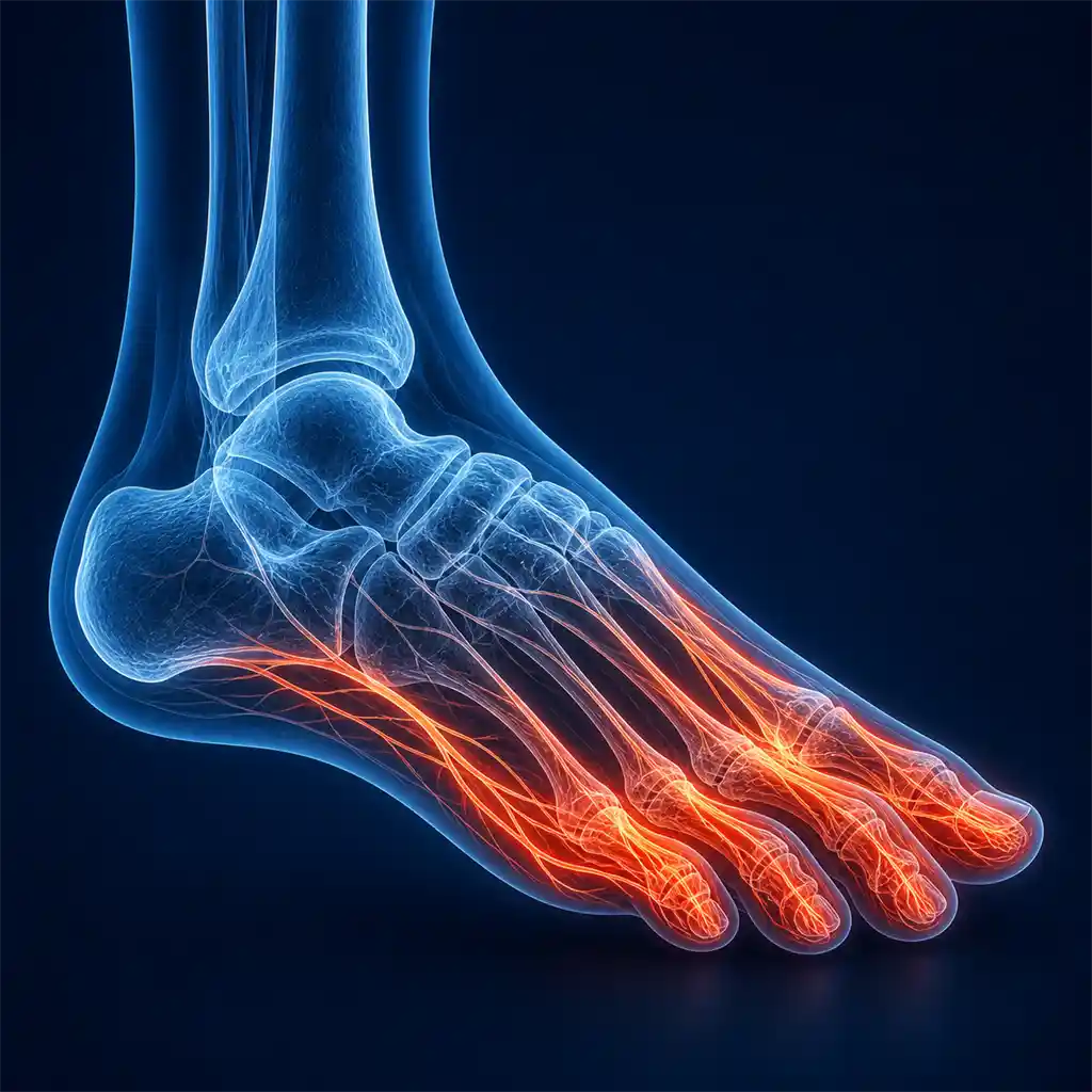X-ray style visualization of peripheral nerve pain in the foot