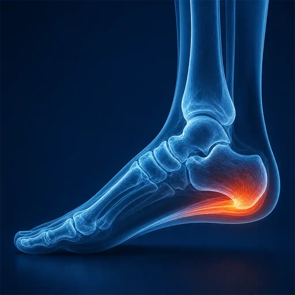 Plantar fascia heel pain x-ray style image