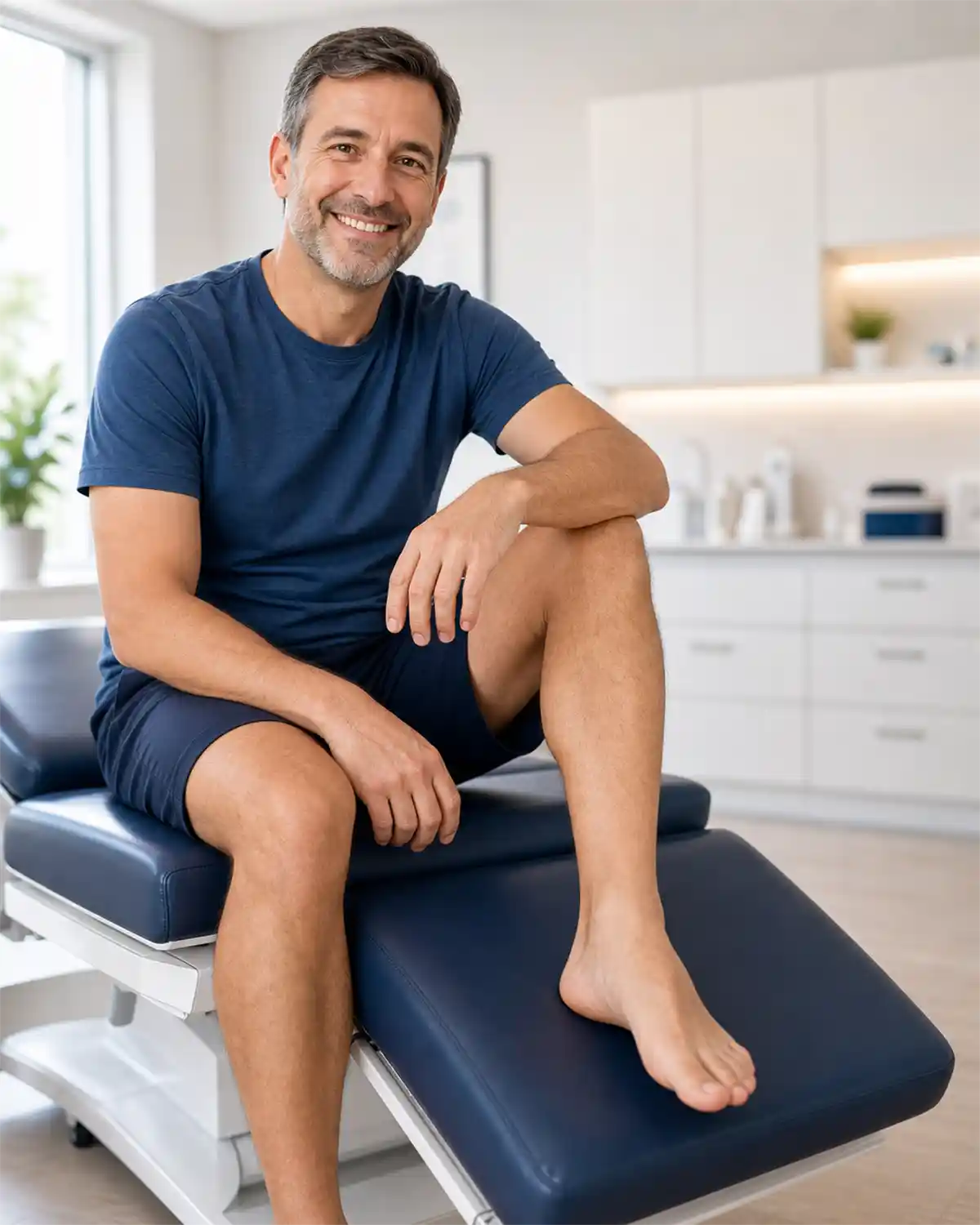 Healthy podiatry patient after foot and ankle treatment
